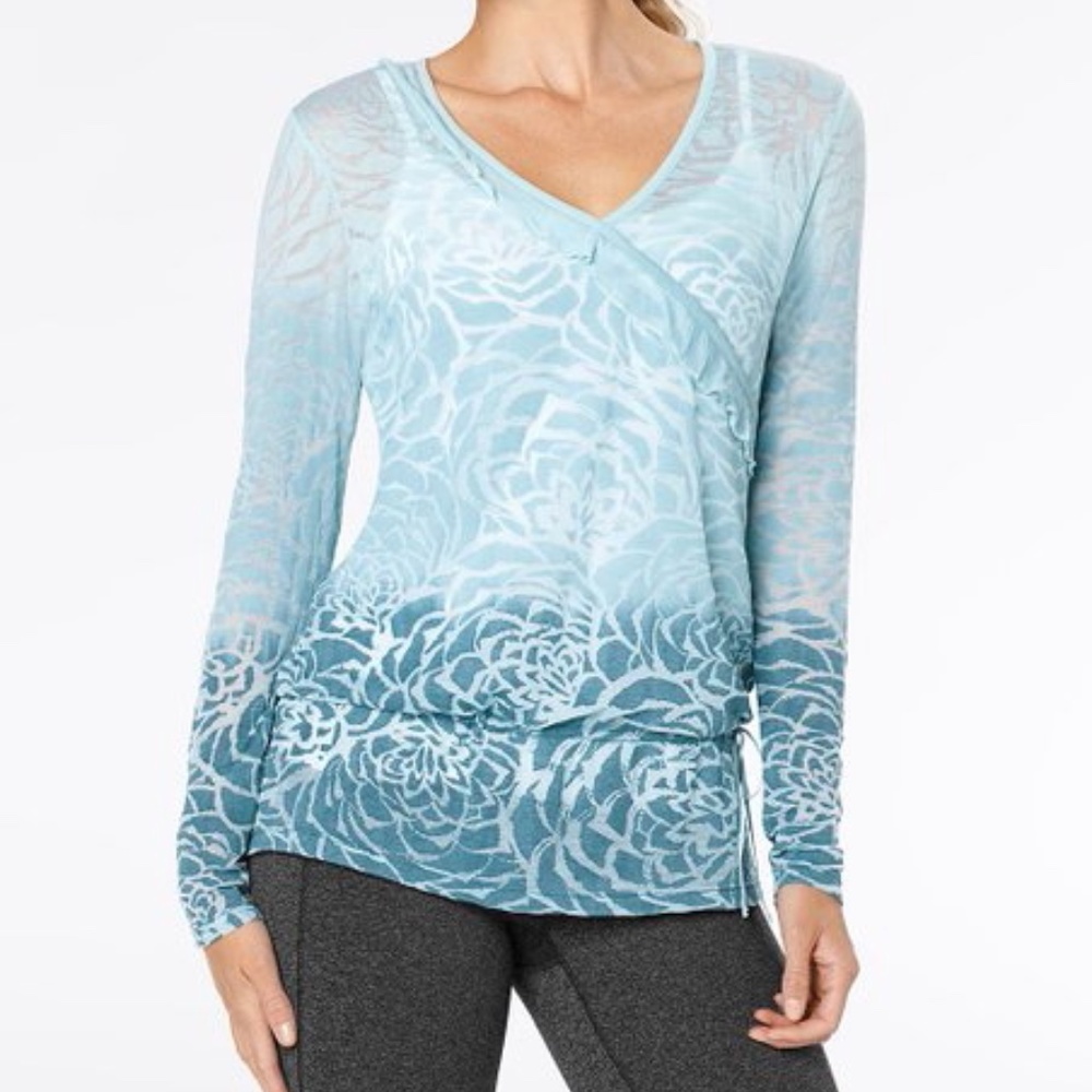 Lucy Porcelain Blue Blooming Lotus Burnout Top